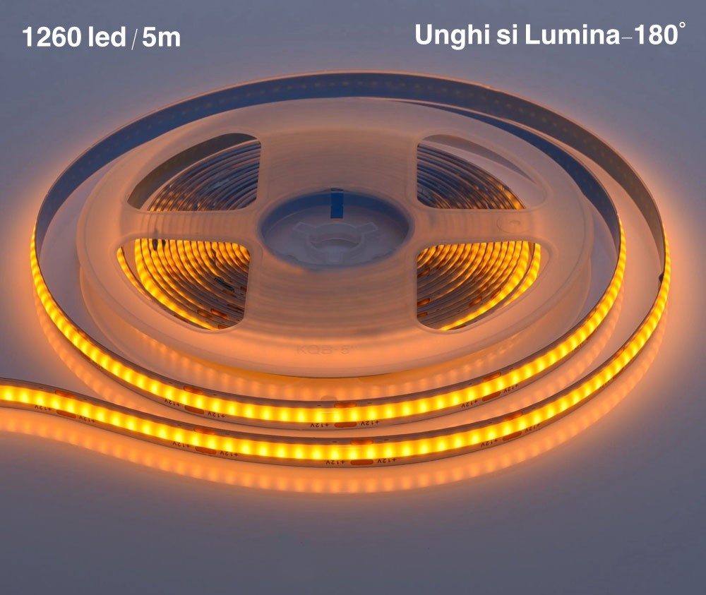 Banda COB Led Galben - Flexibil - 252led/m - 12W/ml - Rola/5m - Frize