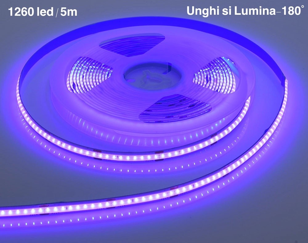 Banda COB Led Mov - Flexibil - 252led/m - 12W/ml - Rola/5m - Frize