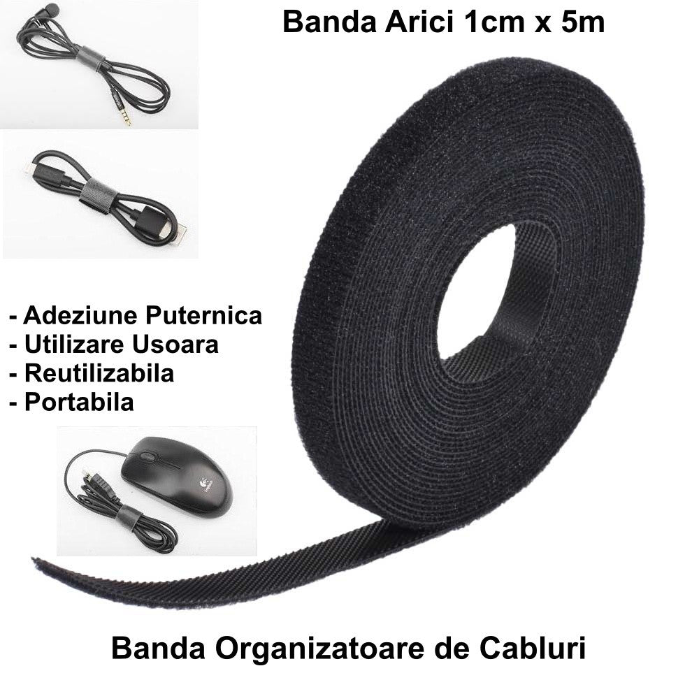 Banda cu Arici Velcro 1cm x 5m - Frize