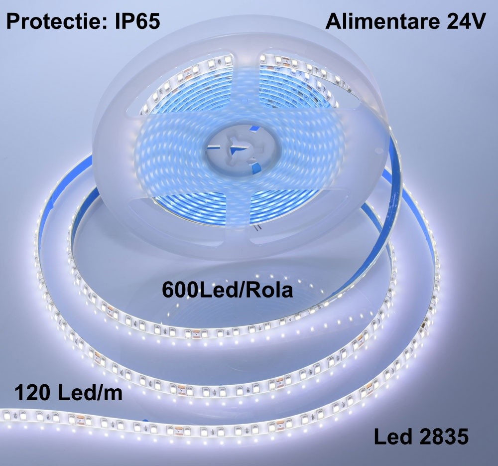 Banda Led 24V Exterior, 2835-120led/m, Alb-Natural 4000K-5m/Rol - Frize