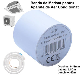Banda Matisat din PVC,  Aer Conditionat/7,5cm x 40m ALB