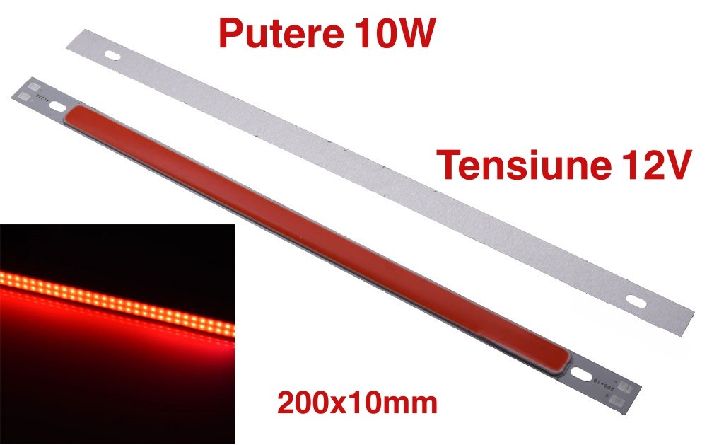 Bara Led Cob 200x10mm Rosu - Frize