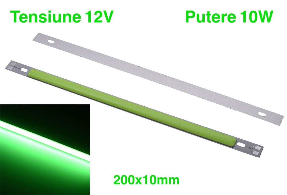 Bara Led Cob 200x10mm Verde - Frize