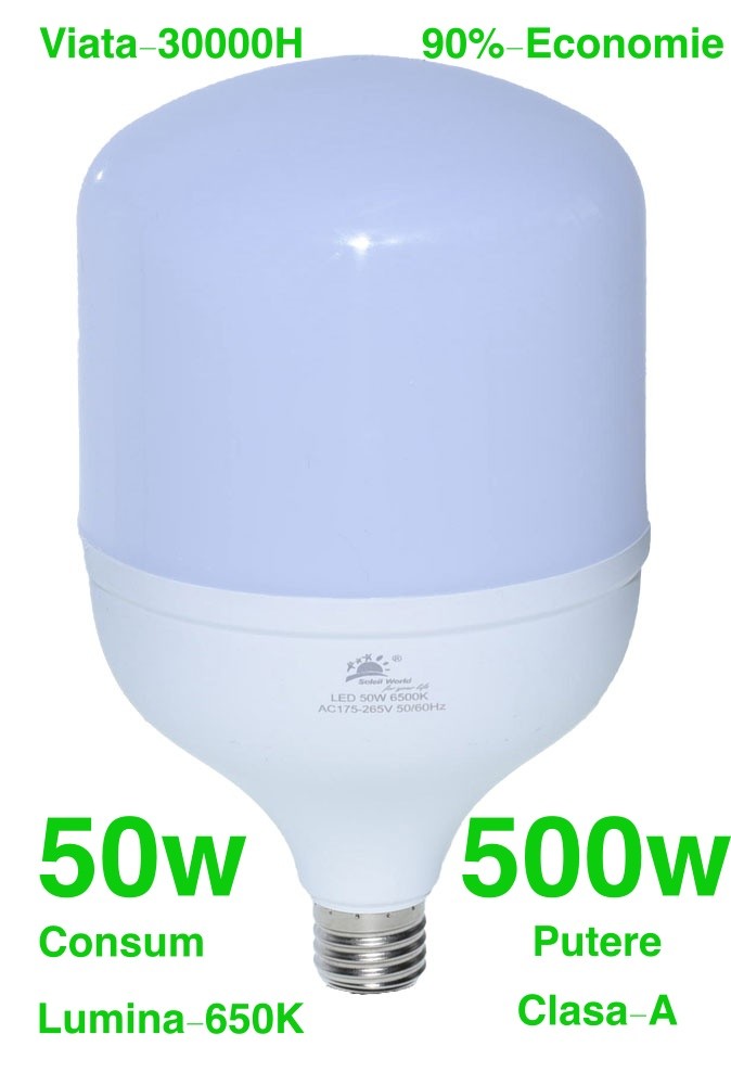 Bec Led de Putere 50W/6500K cu E27 - Frize