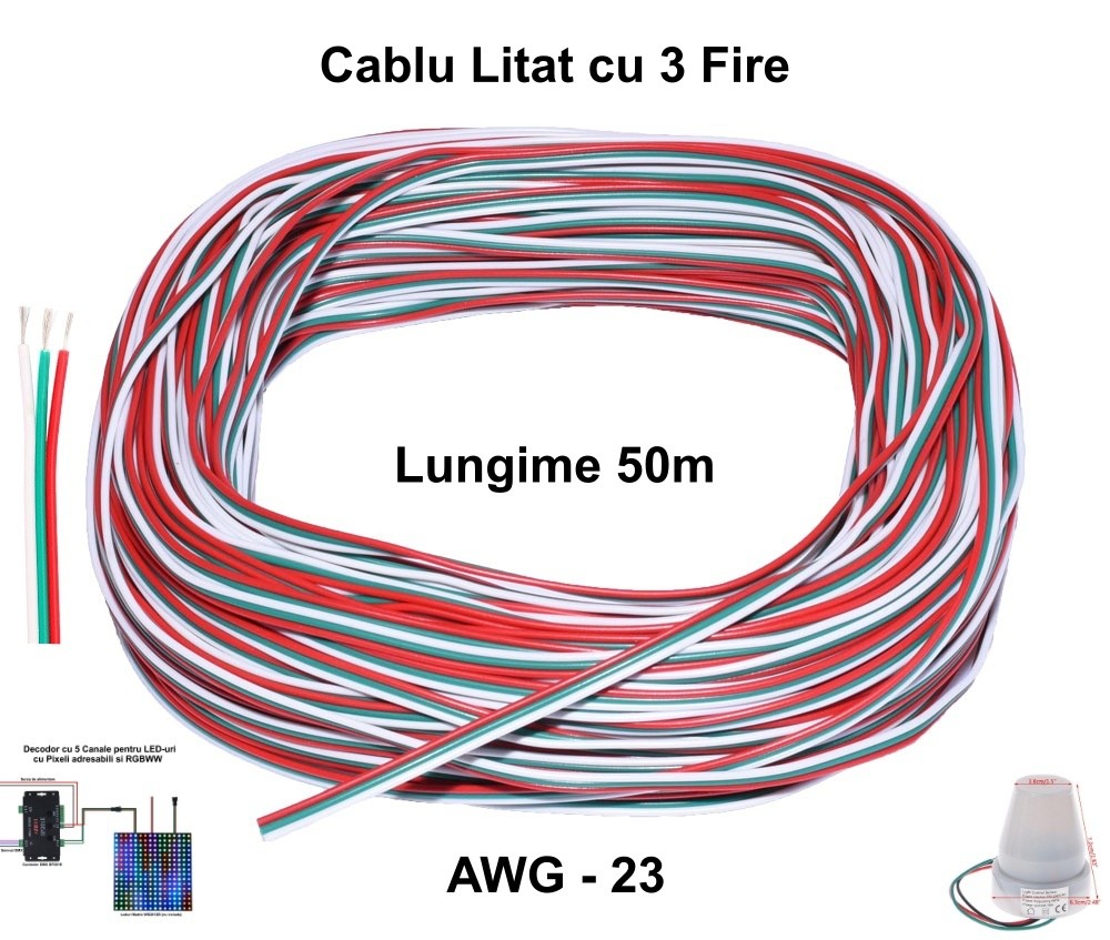 Cablu Alimentare Led RGB 3 Fire, 50m/Rola - Frize