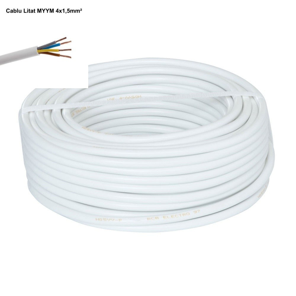 Cablu Electric Litat 4x1,5mm² Alb MYYM Litat / 100ml - Frize