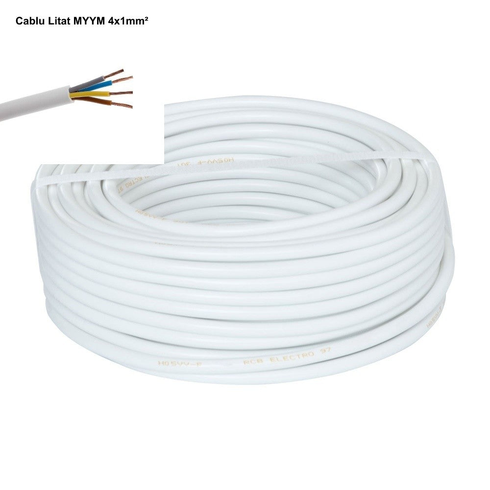 Cablu Electric Litat 4x1mm² Alb MYYM Litat / 100ml - Frize