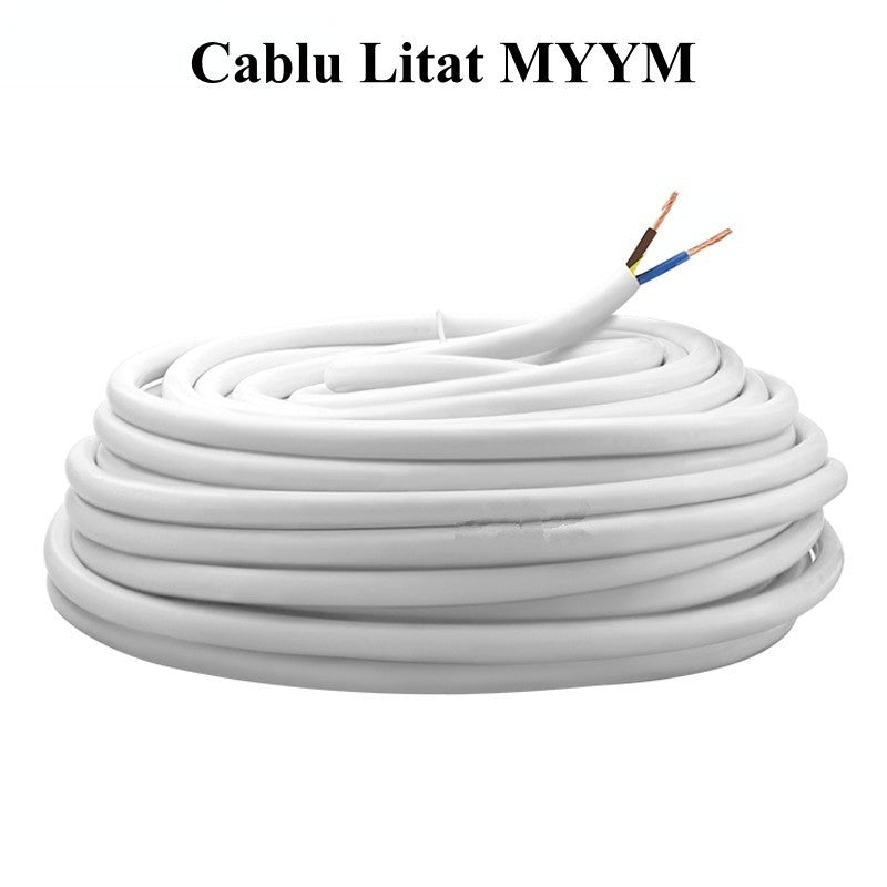 Cablu Electric Litat MYYM Alb 2x2,5mm/100ml - Frize