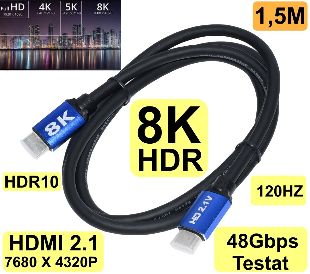 Cablu HDMI 8K HDTV 2.1V / 1,5M - Frize