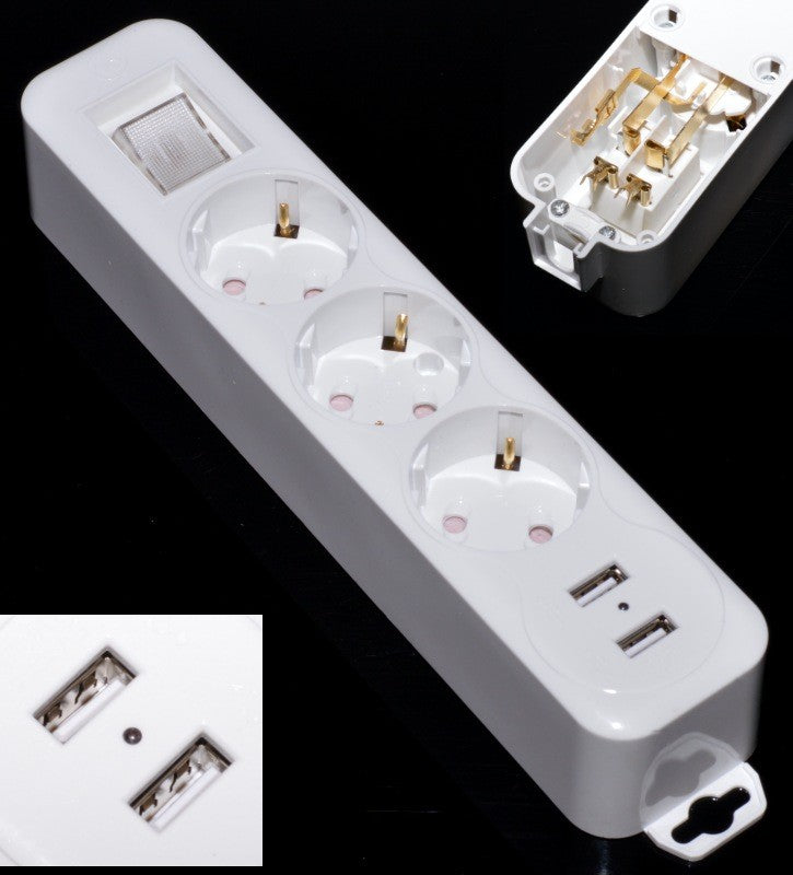 Cap de Prelungitor 3 Posturi cu Intrerupator si USB - Frize