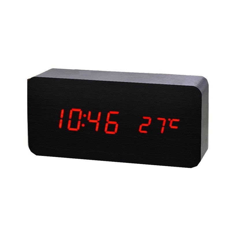 Ceas 1299 Lemn Negru si Led Rosu, 15x7x4cm - Frize