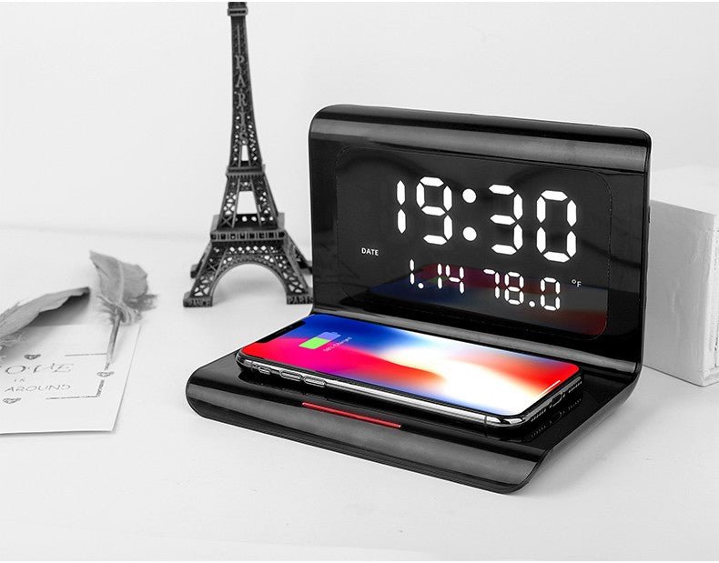 Ceas Negru cu Incarcare Wireless - Frize