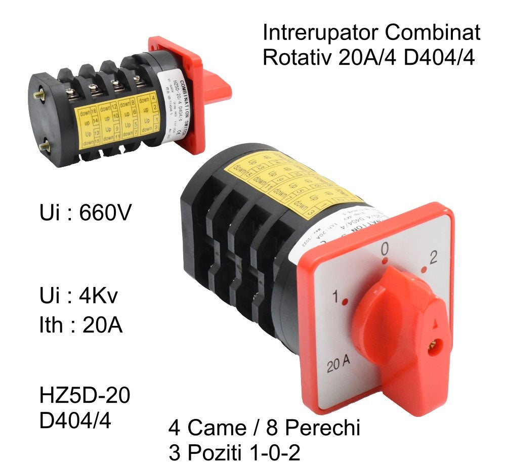 Comutator Rotativ 4 Came 1-0-2 / 20A - D404/4 - Frize