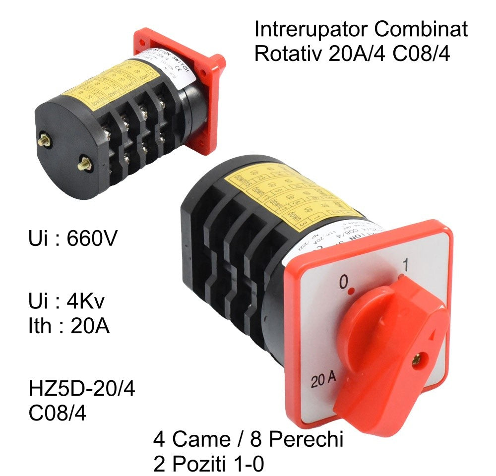 Comutator Rotativ 4 Came 1-0 / 20A - C08/4 - Frize