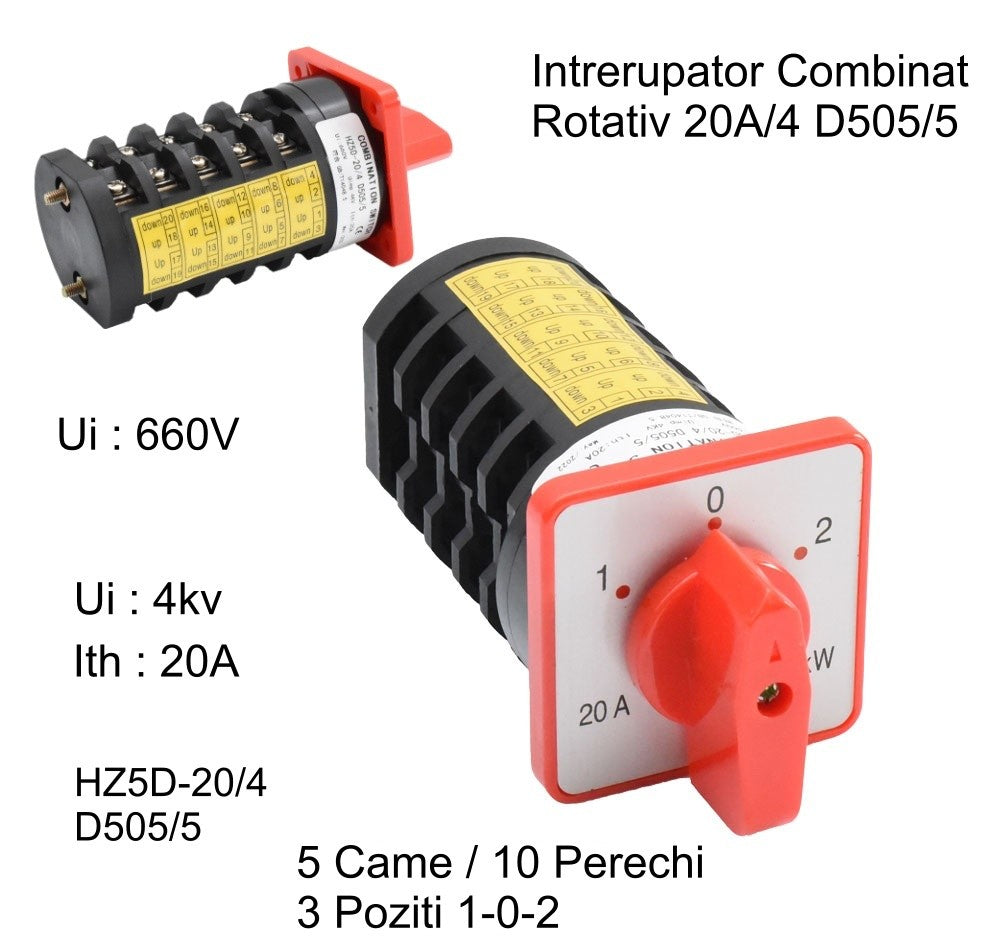 Comutator Rotativ 5 Came 1-0-2 / 20A - D505/5 - Frize