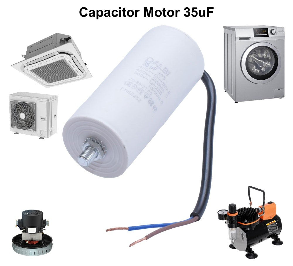Condensator Motor cu Surub si Fire - 35uf / 450V - Frize