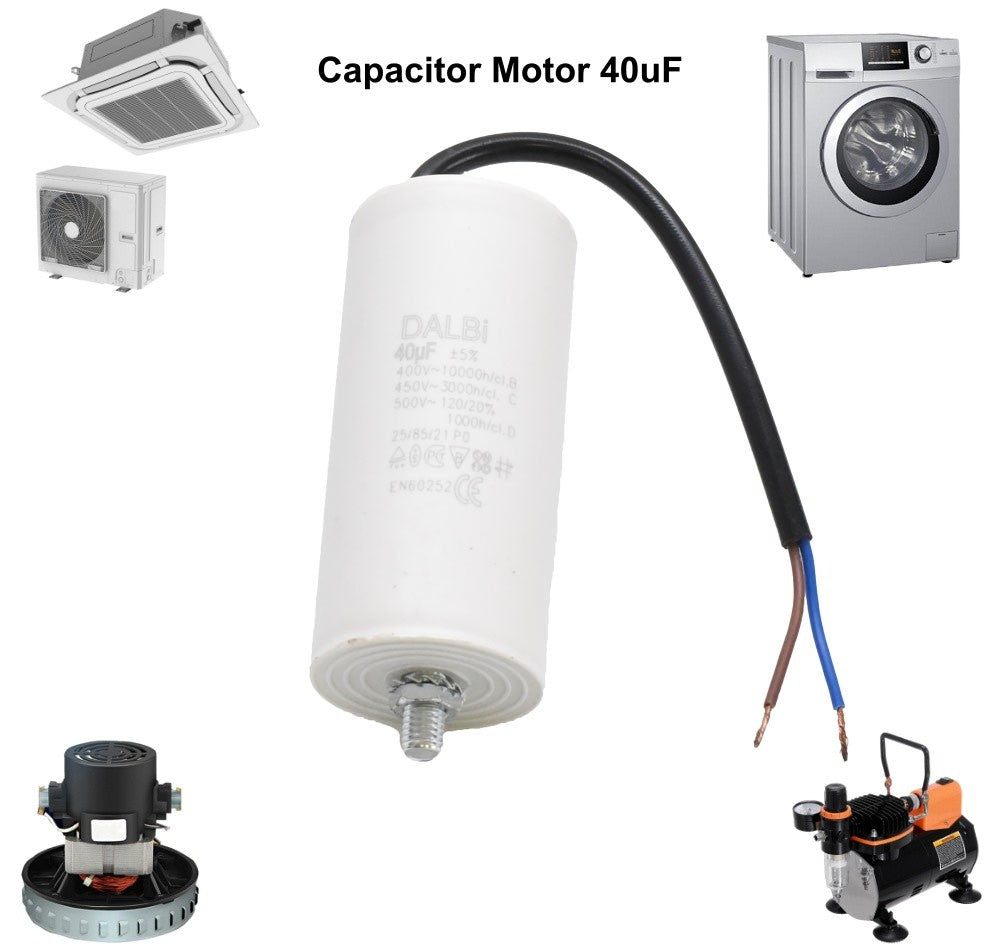 Condensator Motor cu Surub si Fire - 40uf/450V - Frize