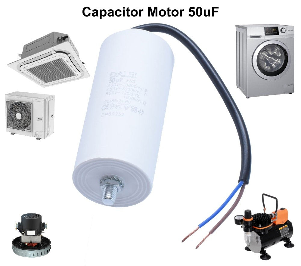 Condensator Motor cu Surub si Fire - 50uf / 450V - Frize