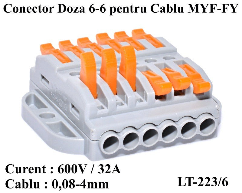 Conector Doza 6-6 pentru Cablu, LT-223/6 - Frize