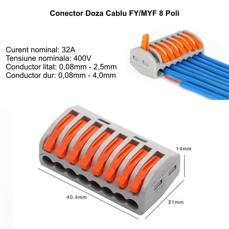 Conector Doza 8 Fire 4KV / 32A, PCT-218 - Frize