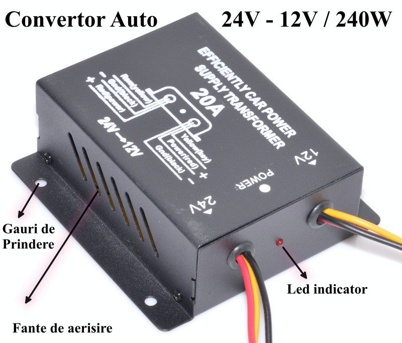 Convertor Auto de Tensiune 24V-12V DC/20A - Frize