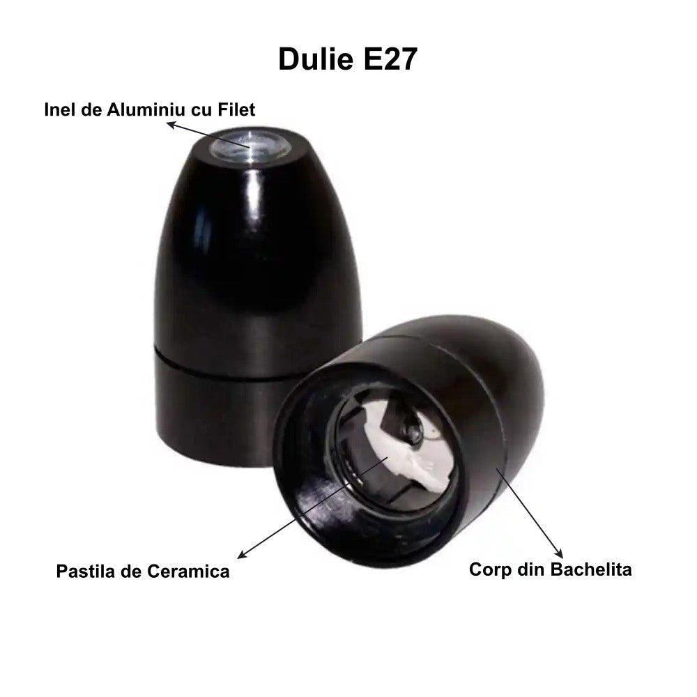 Dulie E27 de Bachelita cu Ceramica - Frize