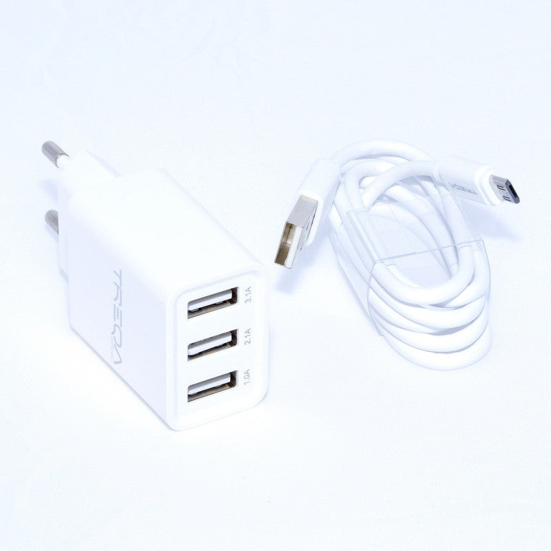 Incarcator Retea - 3 x USB / 3,1A + Cablu Micro USB , TREQA - Frize