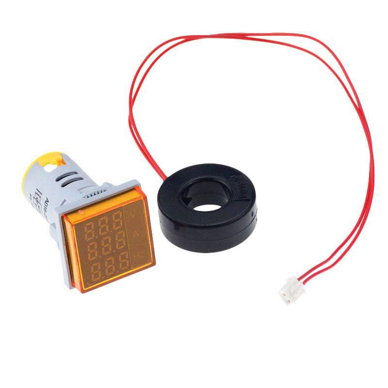 Indicator Digital 3 in 1 Galben AC, Voltmetru, Ampermetru, Frecventa - Frize