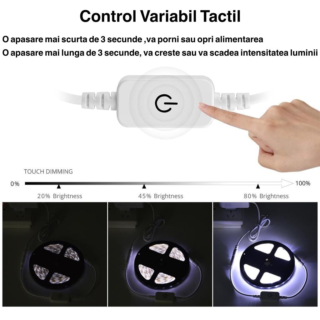 Intrerupator Touch Led Reglabil, DC 2,1 - Frize
