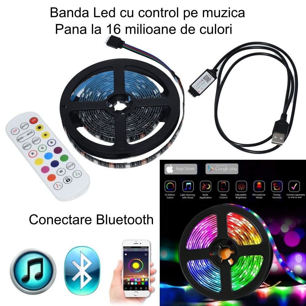 Kit Tv RGB Banda Led RGB cu Bluetooth - Frize