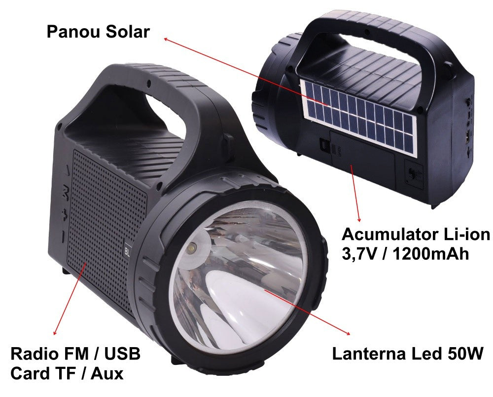 Lanterna BL-12SL cu Radio + Panou Solar - Frize