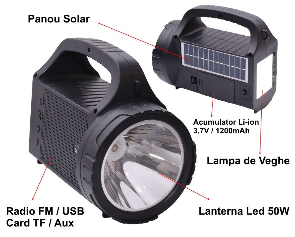 Lanterna BL-12SLT cu Radio + Panou Solar - Frize