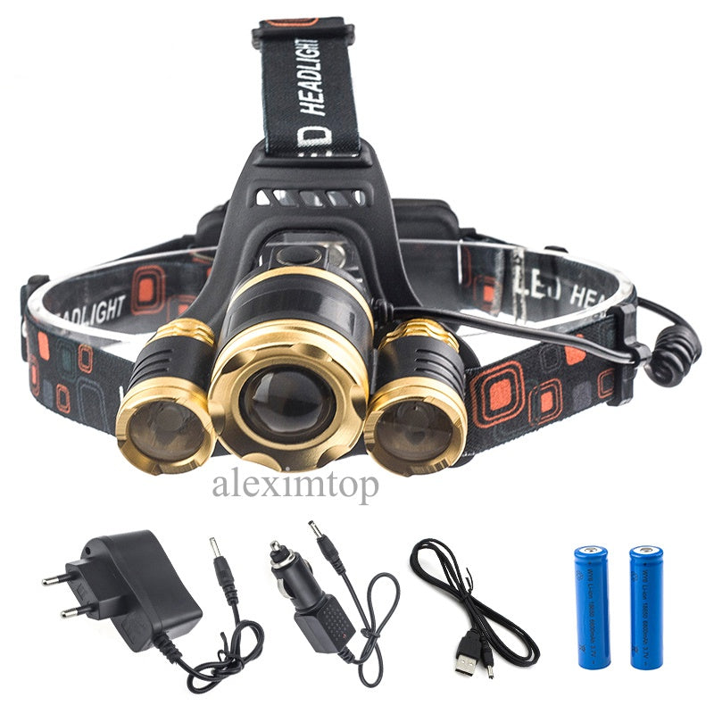 Lanterna de cap cu acumulator 3xT6 led CREE - Frize