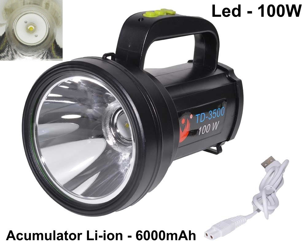 Lanterna TD3500 cu Led 100W + Acumulator - Frize