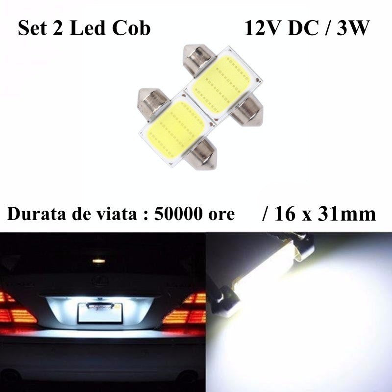 Led Auto 31mm Cob, Lumina Alba , 2buc/set - Frize