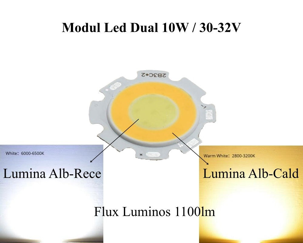 Led Cob 28mm - 10W, Lumina Cald/Rece - Frize