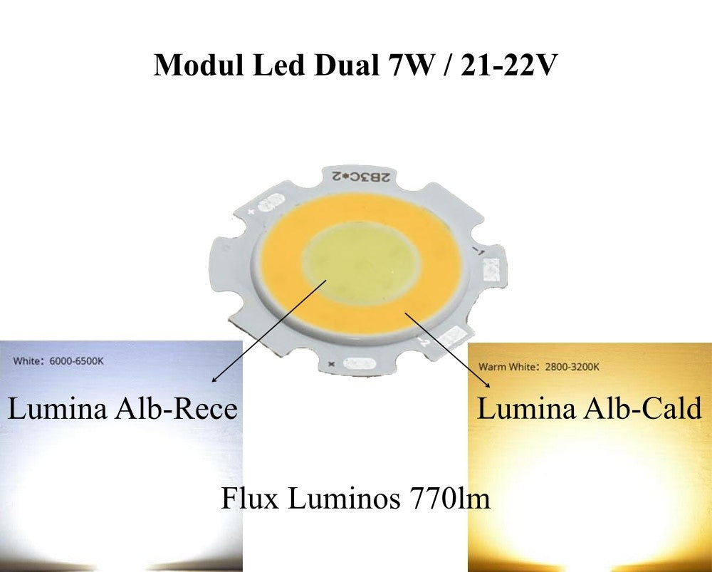 Led Cob 28mm - 7W, Lumina Cald/Rece - Frize