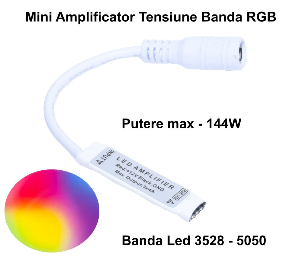 Mini Amplificator RGB cu Mufa DC - Frize