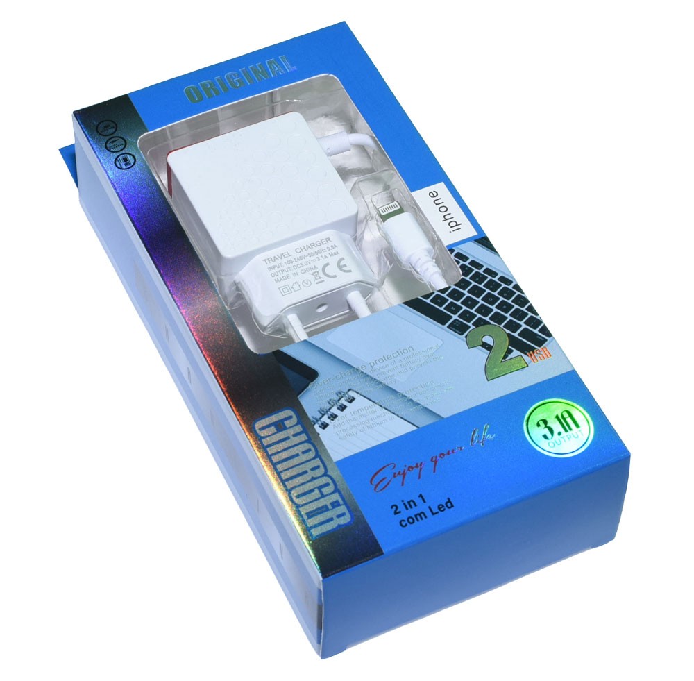 Incarcator Retea 220V - 2 x Usb + Iphone 3,1A - Frize