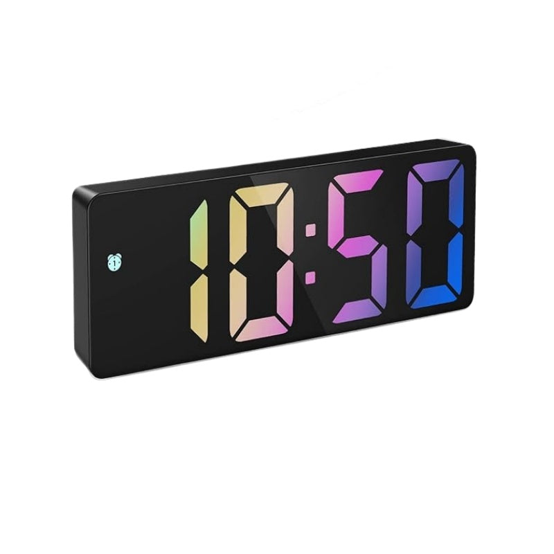 Ceas Electronic de Masa cu Lumina Led RGB, Temperatura, Alarma, Comanda Vocala, 2 Trepte de Lumina, 160 X 60 X 25 mm, Negru - Frize
