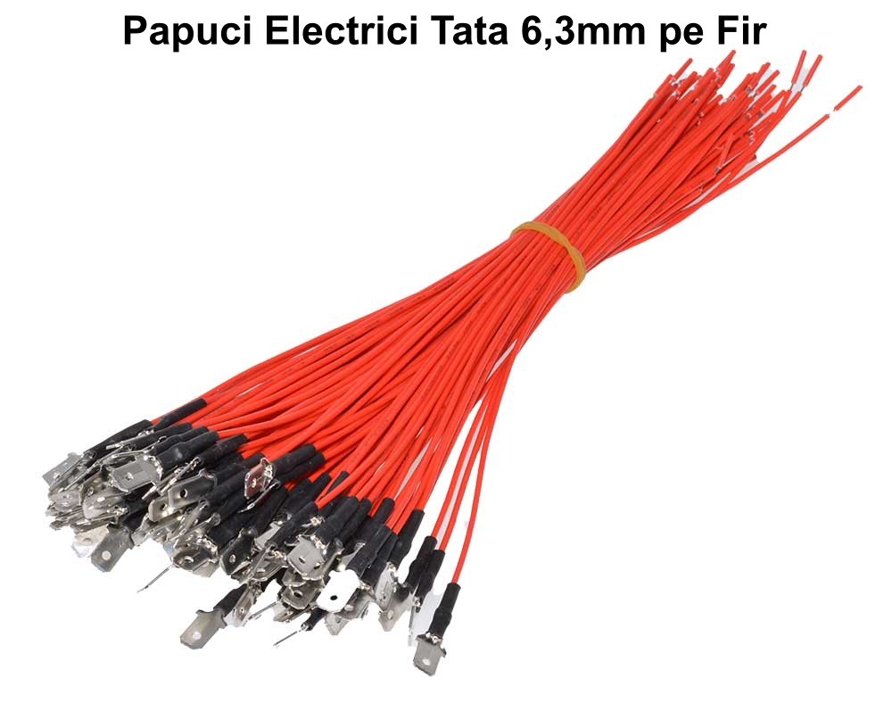 Papuc Electric 6,3mm Tata cu Fir 100buc/set - Frize