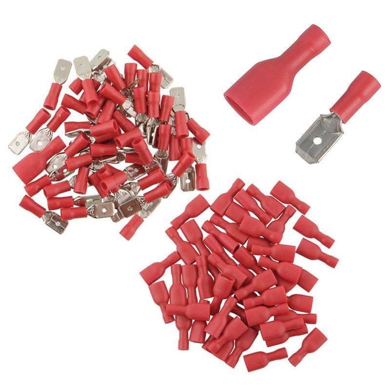 Papuci Auto Terminali Izolati - Rosu / 6,3mm M+T 200buc/set - Frize