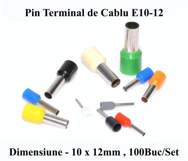 Pin Terminal de Cablu E10-12 Crem, 100Buc/Set - Frize