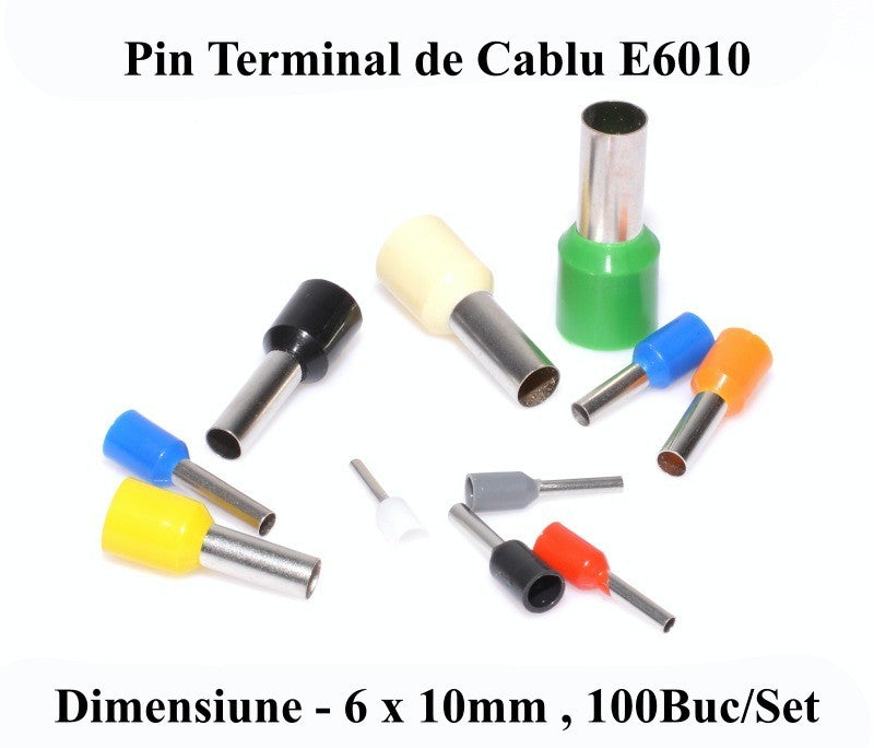 Pin Terminal de Cablu E6010 Galben, 100Buc/Set - Frize