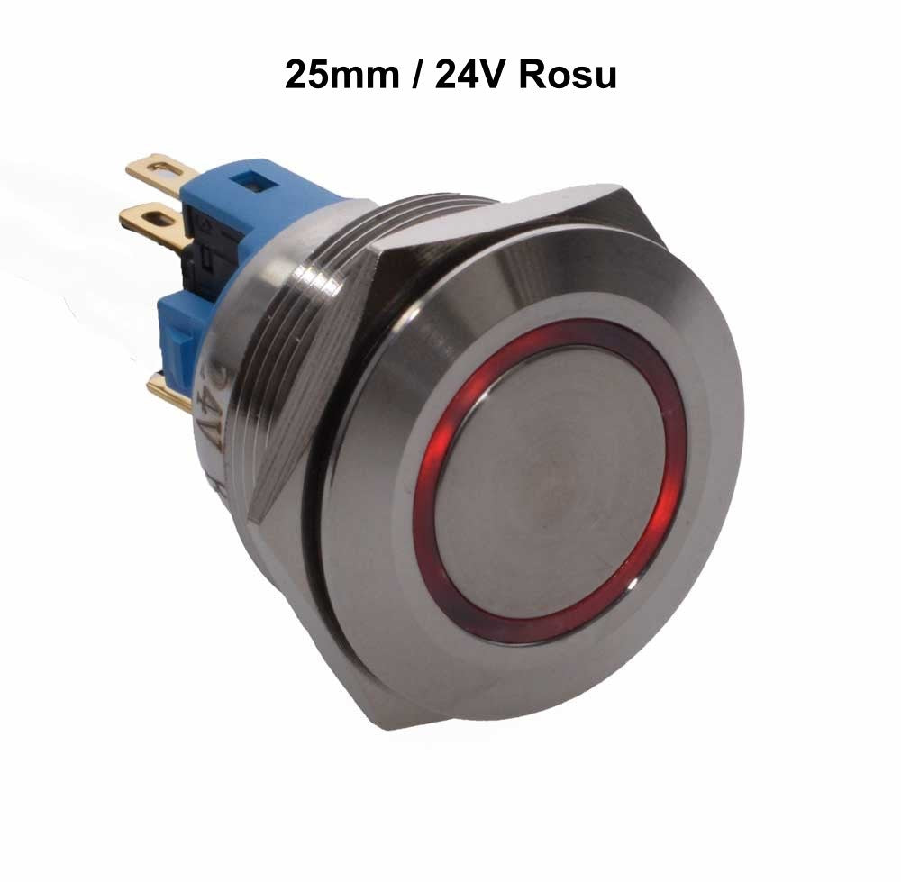 Push Buton 25mm/24V Led Rosu - Frize