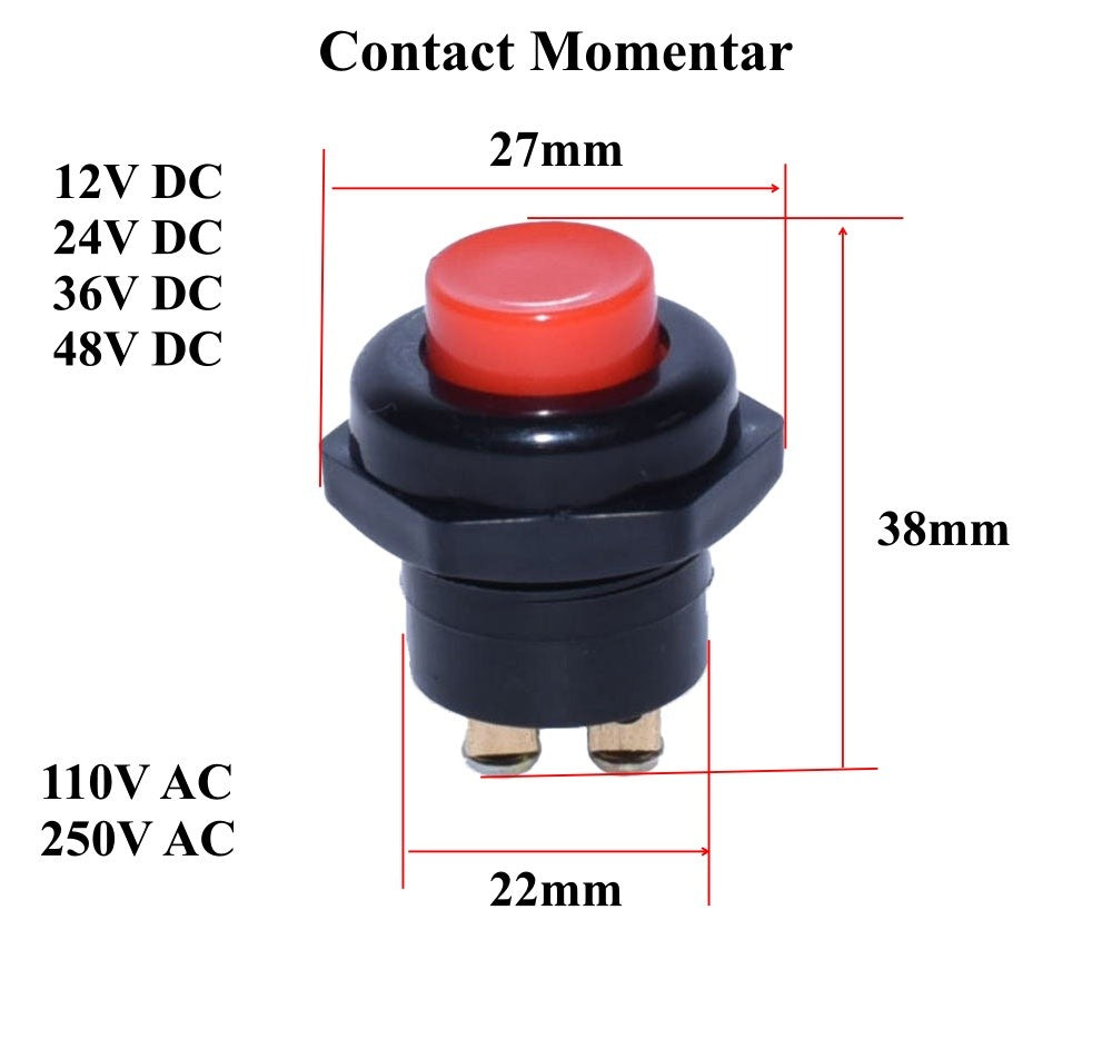 Push Buton Plastic de Impuls 12VDC / 250VAC - Frize