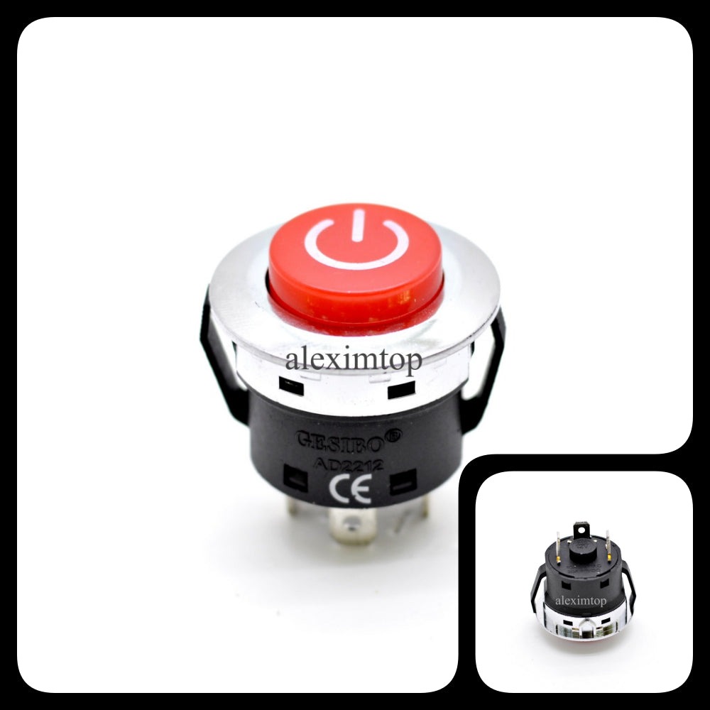 Push Buton Rosu 22x32mm cu Retinere 220V - 20A - Frize