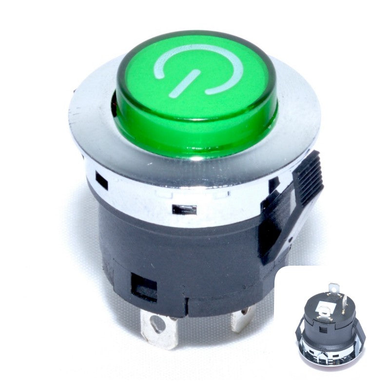 Push Buton Verde 22x32mm cu Retinere 12V - 20A - Frize