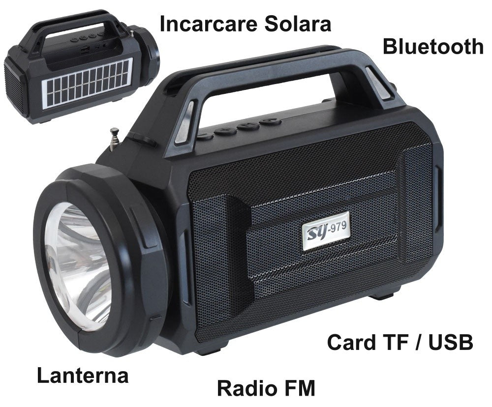 Radio FM cu Lanterna si Panou Solar SY-979 - Frize