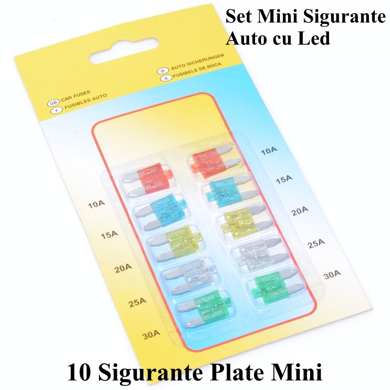 Set 10 Mini Sigurante Auto cu Led - Frize